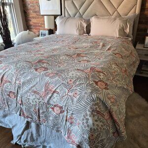 Dwell Studio Queen Duvet Cover + 2 Euro Shams - Coral Floral